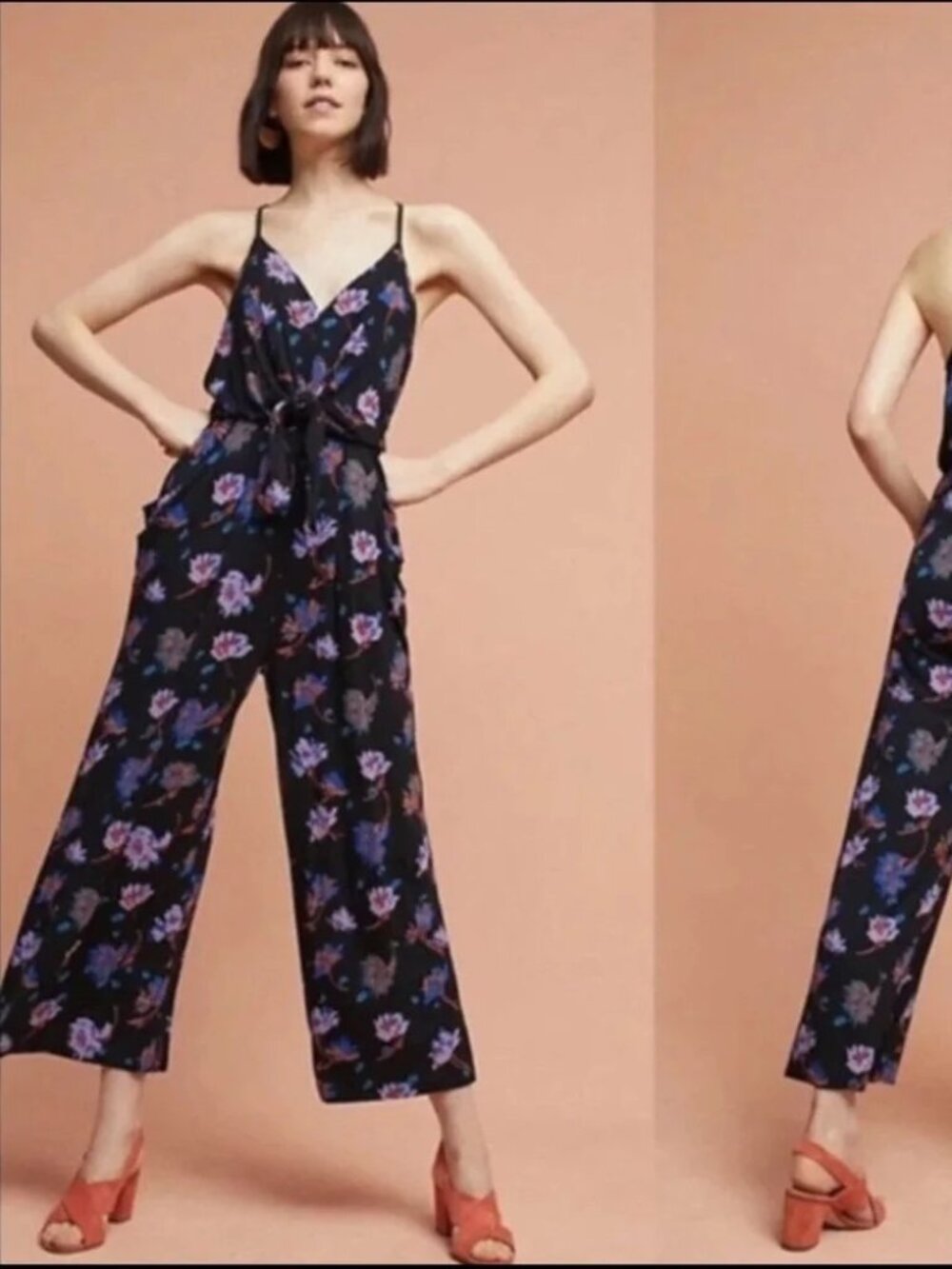 Anthropologie Moulinette Souers Willa Tie-Waist Floral Jumpsuit Size Medium